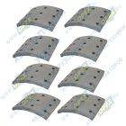 А0850 Накладка тормозная (200х150) СЗАП ось L1 (8 т.) (комплект 8 шт., с заклёпками) СЗАП 8357 АККОР