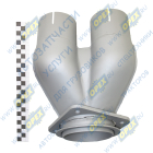54115-1203035 Тройник L=260 квадратный фланец 4отв.ф10/2 выхода ф96 коробки переключ.газов к глушителю в сб.; (загнутый) КАМАЗ