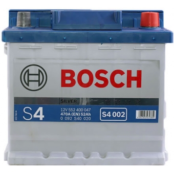 0 092 S40 020 Аккумулятор (АКБ) Обратная полярность 52 а/ч 207х175х190; S4 002 (Silver) 470А; S4 / Blue Bosch1