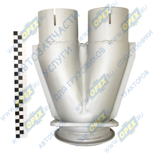 6520-1203035 Тройник L=305 2отв d=95 1отв.ф115 квадрат.фланец 4отв глушителя КАМАЗ2